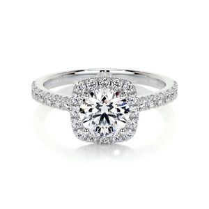 NEW 2ct.. Center Stone Moissanite Square Halo w Accents Ring Sz. 6